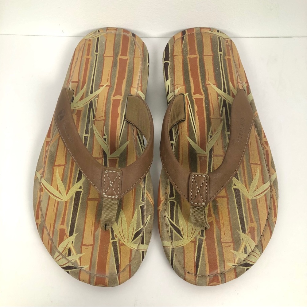 Zealand Tan Bamboo Print Flip Flops Comfortable Casual Everyday 11